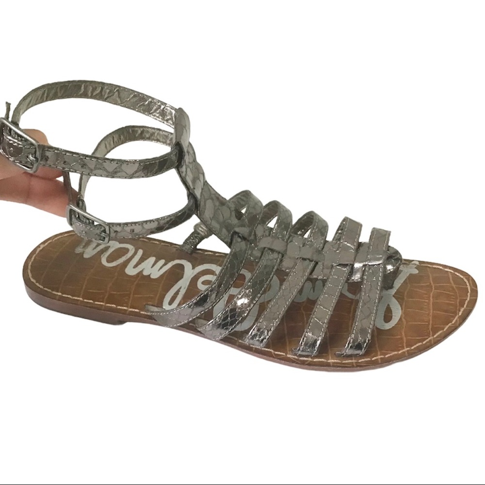 Sam Edelman Sandals Size 6.5M Gilda Style Silver Gladiator Strappy Design